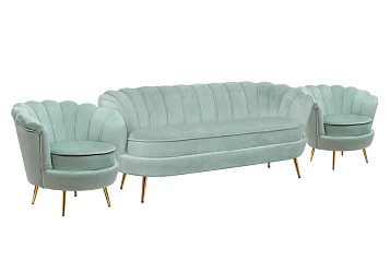 Комплект кресел и дивана ракушка Pearl Triple Green
