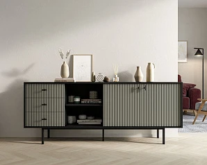 Комод с дверками и нишей "Emerson" арт EM15/gray/L на заказ в интернет-магазине