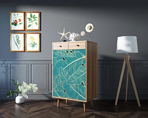 Комод "Berber" два ящика и дверки 41 принт арт BB46/Print_41 в интерьере