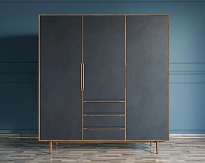 стильный Шкаф в скандинавском стиле "Bruni Black" трехстворчатый арт BR27/3Black на заказ