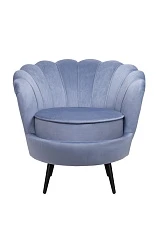 Низкое кресло ракушка Pearl Sky на черных ножках