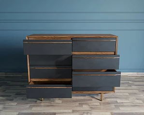 фото Комод "Bruni Black" на восемь ящиков арт BR06Black