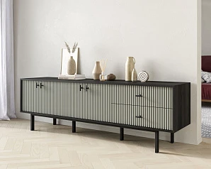 заказать Комод с четырьмя дверками и двумя ящиками "Emerson" арт EM04/gray/L