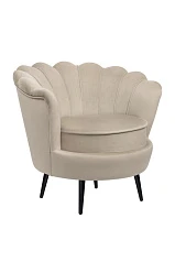 Низкое кресло ракушка Pearl Taupe на черных ножках