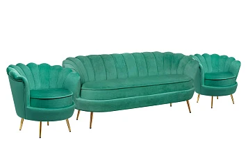 Комплект кресел и дивана ракушка Pearl Triple Green V2 в интернет-магазине