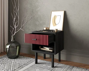 купить стильные Тумбочка с верхним ящиком "Emerson" арт EM11/red/L в интернет-магазине