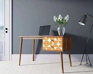 красивый Стол рабочий "Berber" принт 14 с одной тумбой арт BB20/Print_14 на заказ