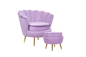 Кресло с пуфом ракушка Pearl Purple
