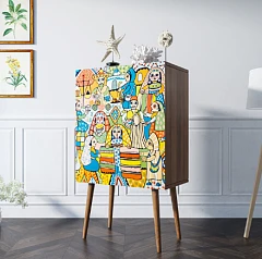 фото Комод на высоких ножках "Berber" принт 1 арт BB09/Print_01 в интерьере