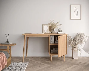 Стол рабочий Bubble Solid с правой тумбой арт BBL08S в интерьере