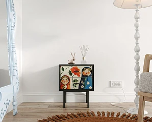 Тумбочка с двумя ящиками "Emerson" Матрешки арт EM16/Art04 на заказ в интернет-магазине