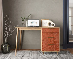 красивый Стол рабочий "Line" одной тумбой R23/red