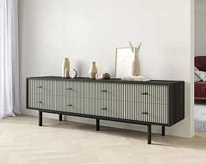 красивый Комод с восемью ящиками "Emerson" арт EM03/gray/L