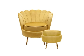 заказать Кресло с пуфом ракушка Pearl Yellow