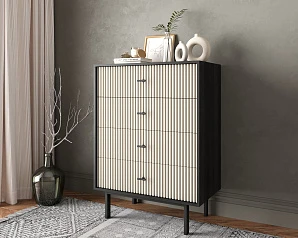 заказать Комод вертикальный с четырьмя ящиками "Emerson" арт EM18/milky/L