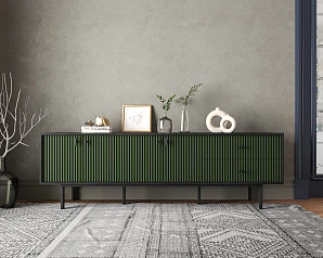 купить красивый Комод с четырьмя дверками и двумя ящиками "Emerson" арт EM04/green/L в интернет-магазине