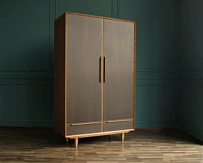 купить красивый Шкаф двустворчатый  "Bruni Black" с двумя ящиками арт BR27/2Black в интернет-магазине