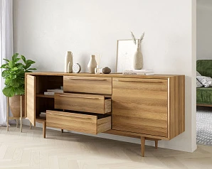 фото Комод "Bruni" с тремя ящиками и дверками арт BR-03 в интерьере