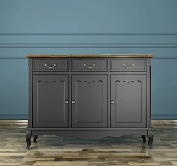 фото Комод "Leontina Black" (3 ящика и 3 двери) арт ST9344BLK