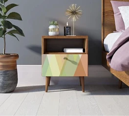 Тумбочка "Berber" с одним ящиком 16 принт арт BB06/Print_16, разноцветная в интернет-магазине