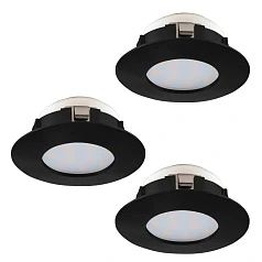 фото 900744 Комплект встраиваемых светильников PINEDA, 3X4,9W (LED), 3000K, IP20, IP44, ?78, пластик, черный в интерьере