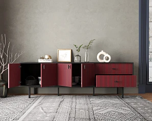 стильный Комод с четырьмя дверками и двумя ящиками "Emerson" арт EM04/red/L