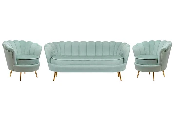 Комплект кресел и дивана ракушка Pearl Triple Green