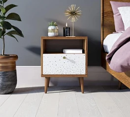 Тумбочка "Berber" с одним ящиком 15 принт арт BB06/Print_15, разноцветная