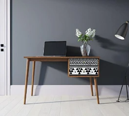 стильный Стол рабочий "Berber" принт 19 с одной тумбой арт BB20/Print_19 на заказ