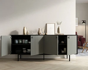 купить стильный Комод с четыремя дверками "Emerson" арт EM01/gray/L в интернет-магазине