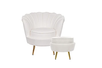 купить Кресло с пуфом ракушка Pearl Beige