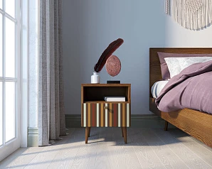 Тумбочка "Berber" с одним ящиком 20 принт арт BB06/Print_20, разноцветная в интерьере