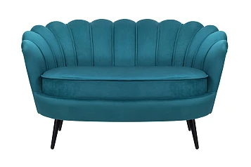 красивый Диван ракушка Pearl Double Marine Velvet на черных ножках