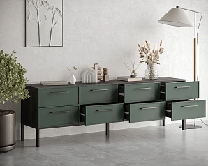 купить Комод с восемью ящиками "Nicole" цвет Зеленый, арт NEM03G
