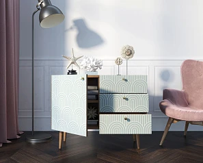 стильные Комод "Berber" три ящика и дверка 34 принт арт BB34/Print_34