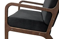 красивое Низкое кресло с деревянными подлокотниками Mody Black черное на заказ