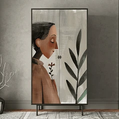 Шкаф двухдверный "Emerson Art Женщина с цветком" арт EM091/Art2 в интерьере