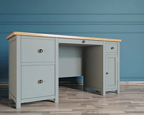 купить Большой рабочий стол "Jules Verne" с узкой тумбой серый арт JV14ETGG