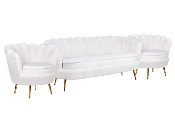 купить Комплект кресел и дивана ракушка Pearl Triple White Boucle