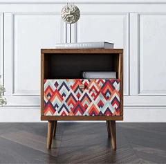 фото Тумбочка "Berber" с одним ящиком 2 принт арт BB06/Print_02, разноцветная