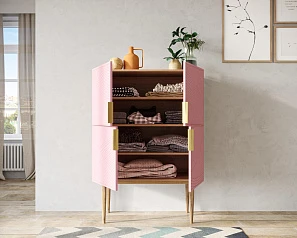 заказать Малый комод с четырьмя дверками на высоких ножках "Line" LN13/GR1/pink