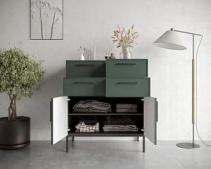 Большой комод с четырьмя ящиками и дверками "Nicole" NLN17G в интернет-магазине