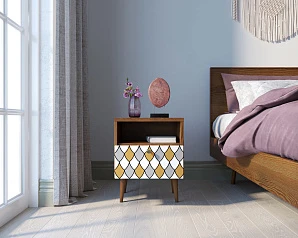 фото Тумбочка "Berber" с одним ящиком 22 принт арт BB06/Print_22, разноцветная в интерьере