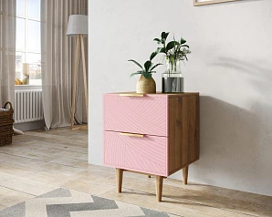 красивые Тумбочка с двумя ящиками "Line" LN07/GR1/pink в интернет-магазине
