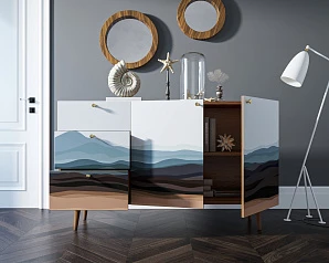 купить стильные Комод "Berber" с двумя дверками и ящиками принт 11 арт BB17/Print_11 в интернет-магазине