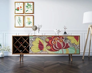 фото Комод "Berber" удлиненный с бутылочницей 6 принт арт BB15/Print_06