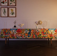 Комод "Berber" с ящиками низкий под TV принт 1 арт BB19/Print_01 на заказ в интернет-магазине