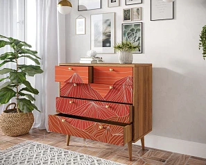 красивые Комод "Berber" пять ящиков 49 принт арт BB36/Print_49 на заказ