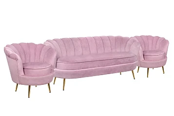 Комплект кресел и дивана ракушка Pearl Triple Pink