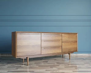 фото Комод "Bruni" с тремя ящиками и дверками арт BR-03 в интерьере